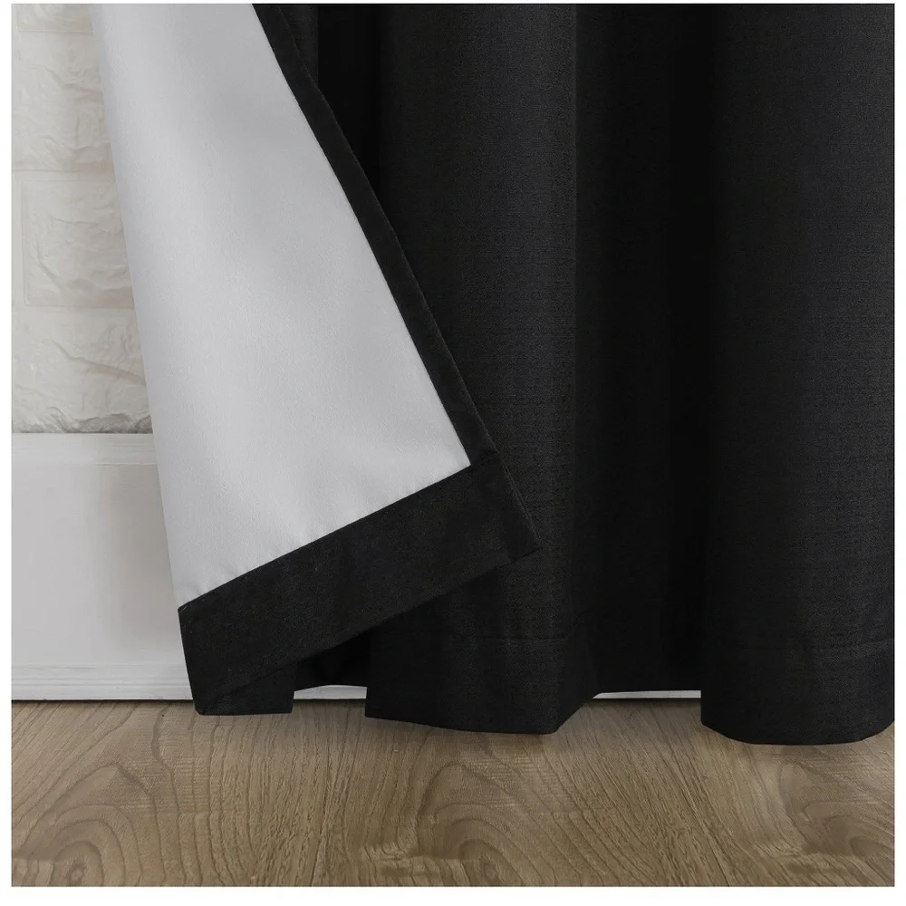 Sun Zero Arlo Textured Thermal Insulated Black Curtains 2-Pack 40” x 63”